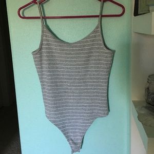 Grey striped bodysuit